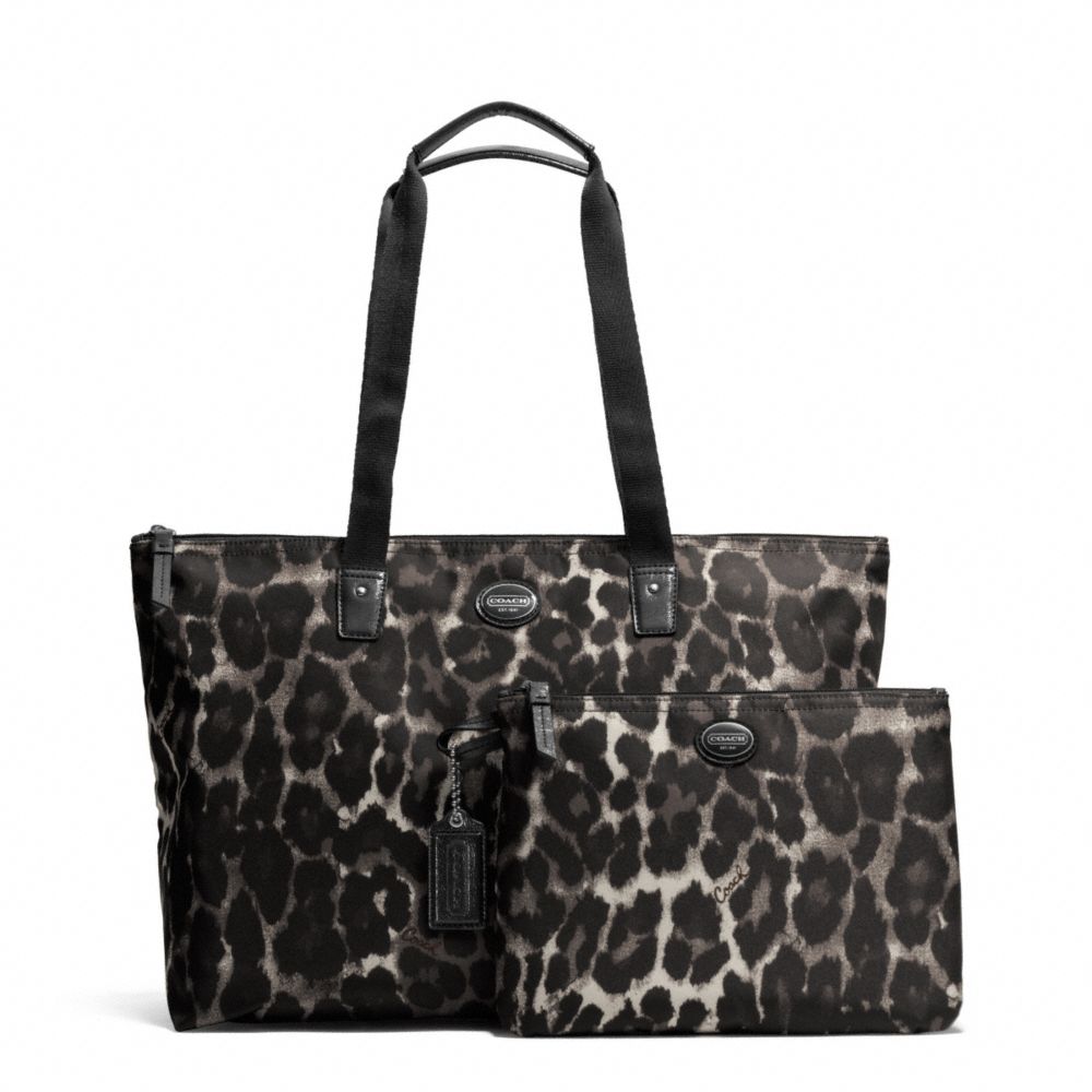 COACH GETAWAY OCELOT PRINT PACKABLE WEEKENDER - SILVER/BLACK MULTI - F77405