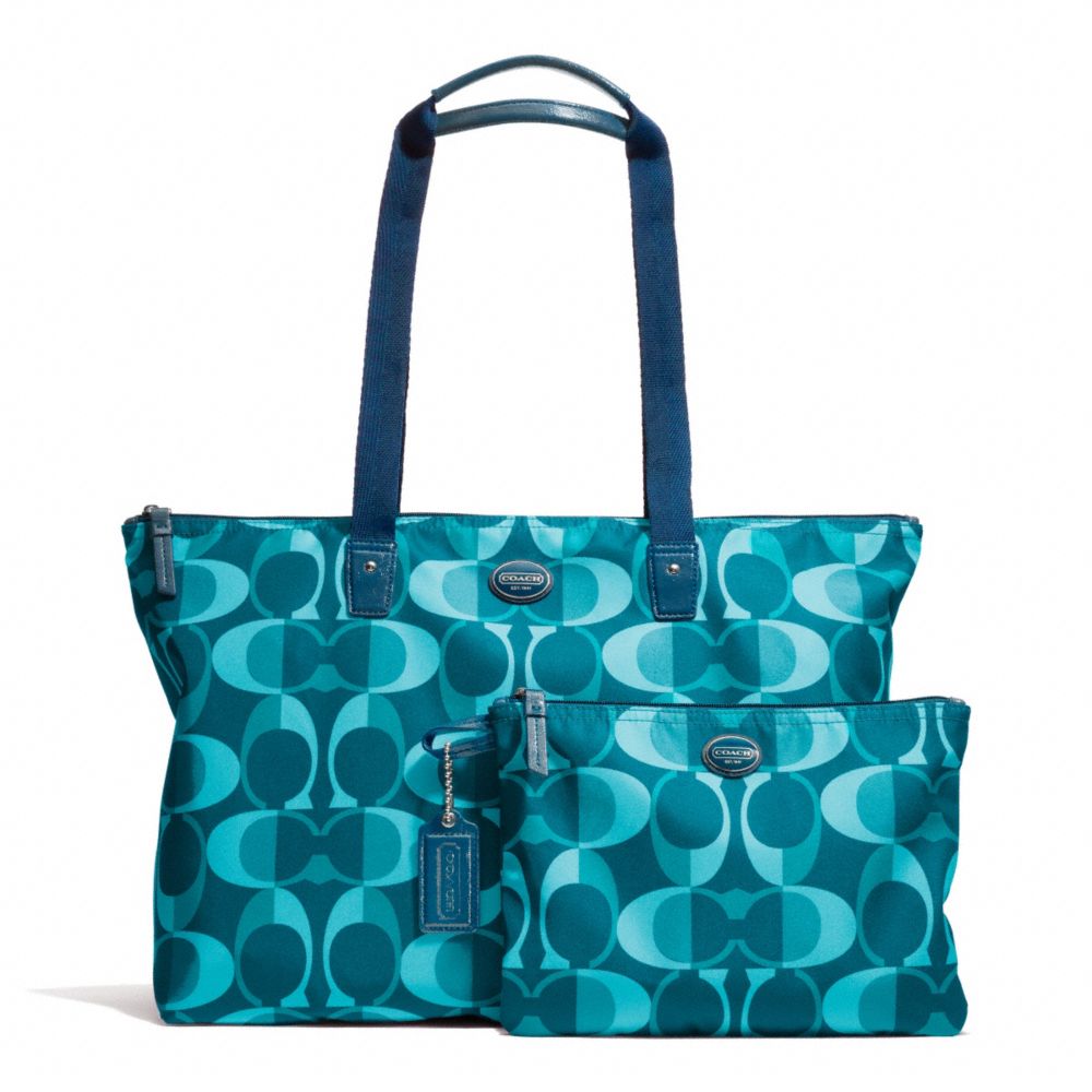 COACH GETAWAY DREAM C PACKABLE WEEKENDER - SILVER/TEAL MULTI - F77452