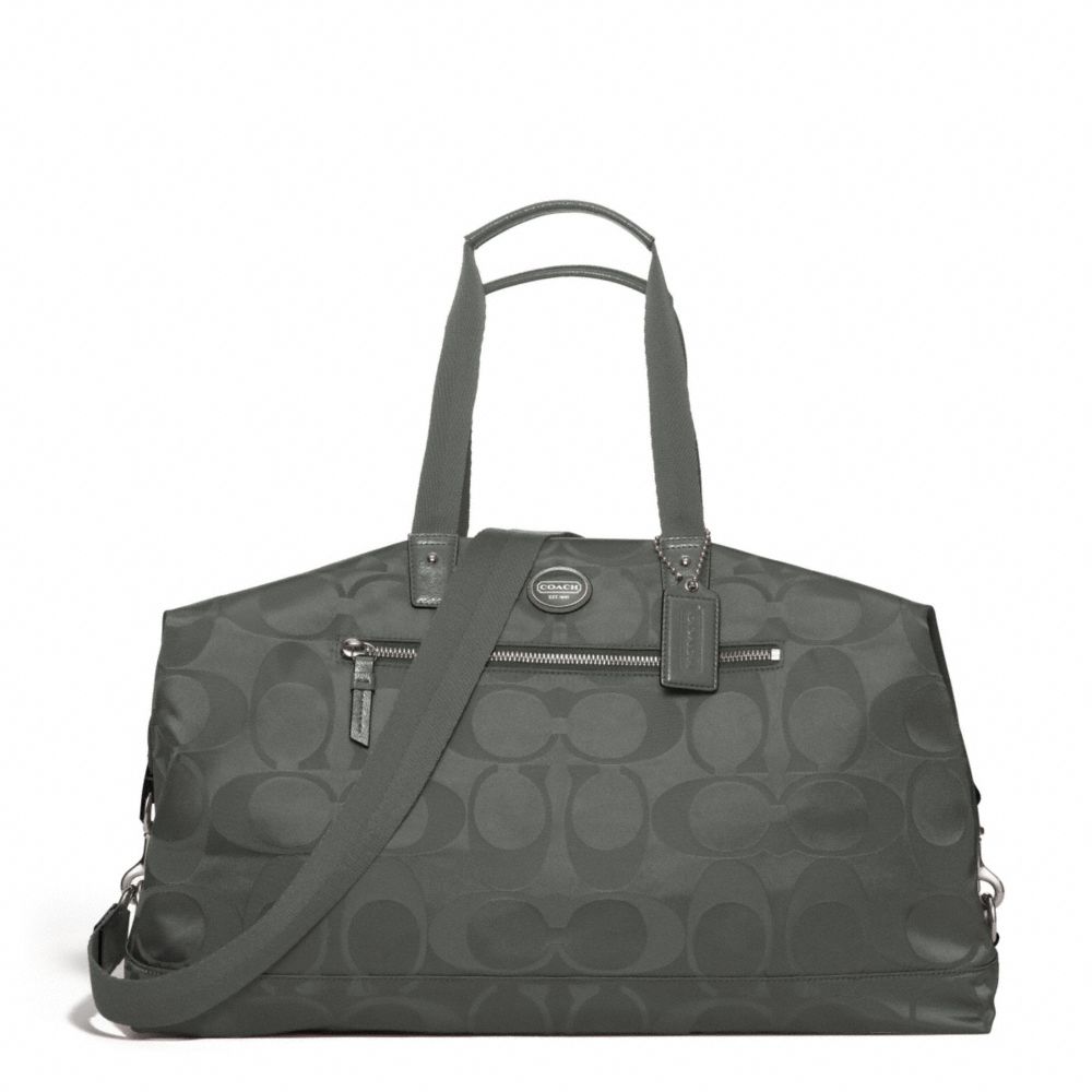 COACH GETAWAY SIGNATURE NYLON DUFFLE - SILVER/GREY - F77469