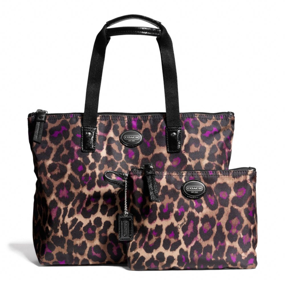 GETAWAY OCELOT PRINT SMALL PACKABLE TOTE - COACH f77476 - 25104