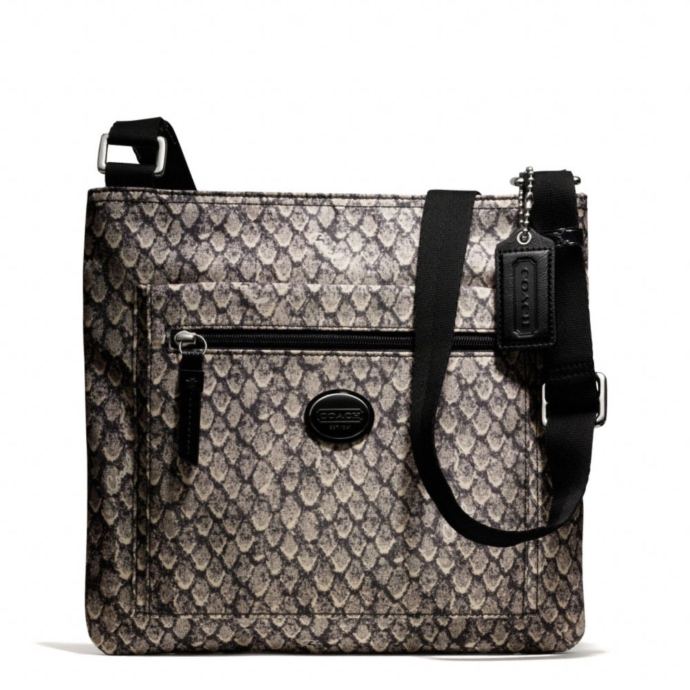 GETAWAY SNAKE PRINT FILE BAG - COACH F77481 - SILVER/GUNMETAL