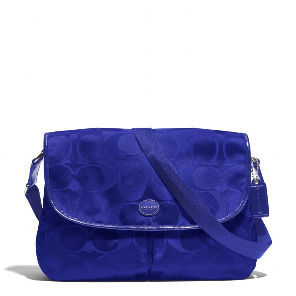 SIGNATURE NYLON MESSENGER - COACH f77490 - SILVER/INDIGO