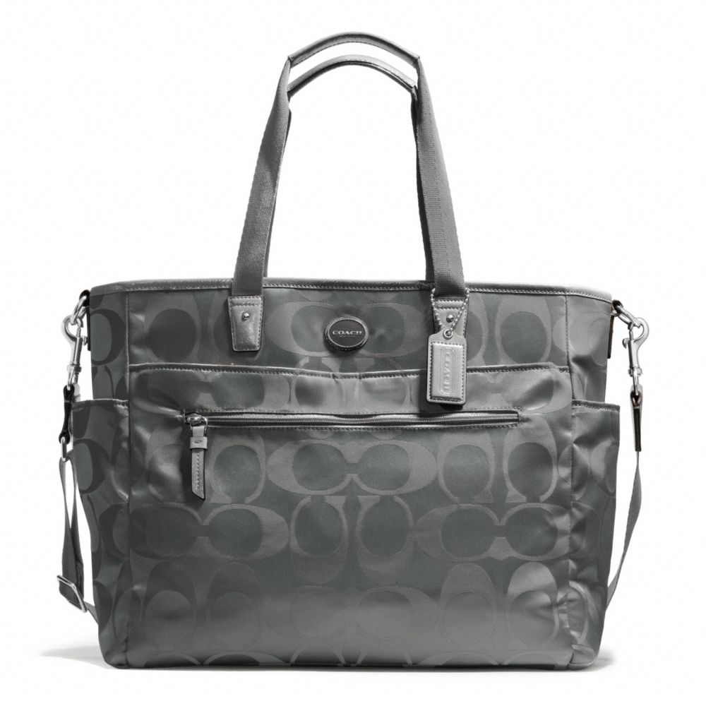 COACH SIGNATURE NYLON BABY BAG - SILVER/GREY - F77577