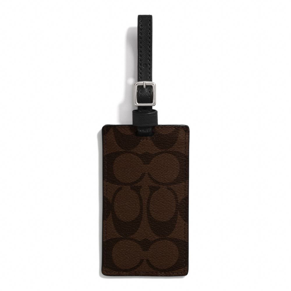 SIGNATURE COATED CANVAS LUGGAGE TAG - COACH f77590 - SILVER/BROWN/BLACK