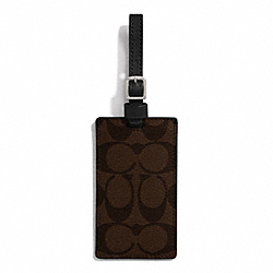SIGNATURE COATED CANVAS LUGGAGE TAG - COACH f77590 - SILVER/BROWN/BLACK