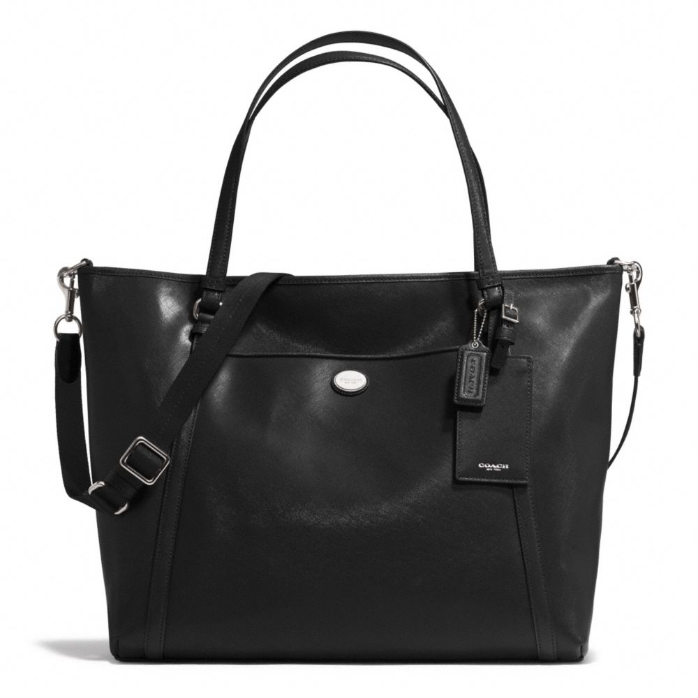 COACH PEYTON SAFFIANO XL POCKET TOTE - SILVER/BLACK - F77606