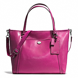 PEYTON SAFFIANO XL POCKET TOTE - COACH f77606 - SILVER/RASPBERRY
