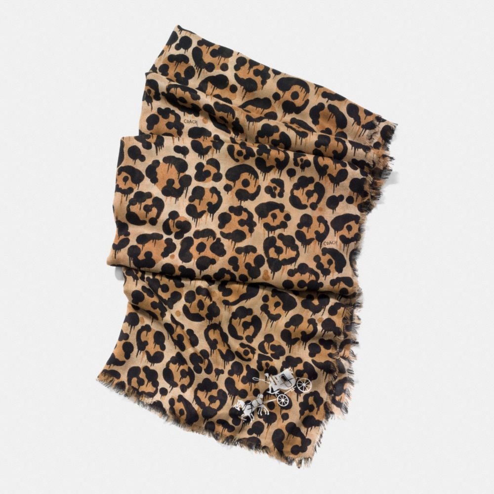 WILD BEAST PRINT SHAWL - COACH f77669 - NEUTRAL