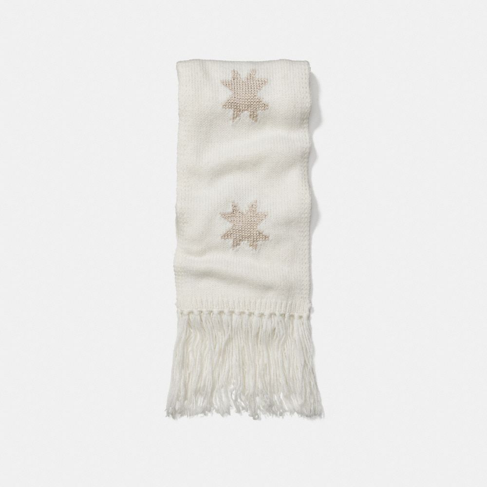 SPARKLE STAR INTARSIA SCARF - COACH f77716 - WHITE/GOLD