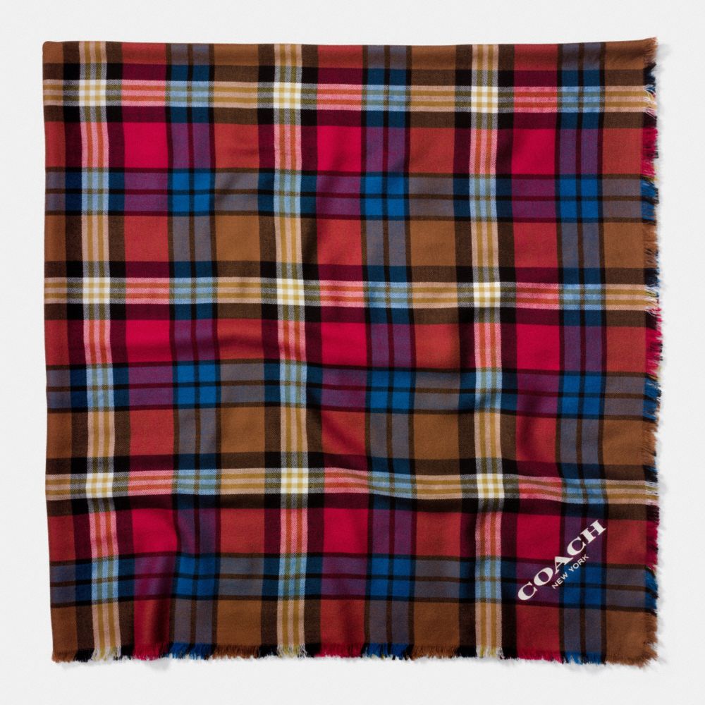 PLAID OVERSIZED SQUARE - COACH f77768 - RED/MULTI