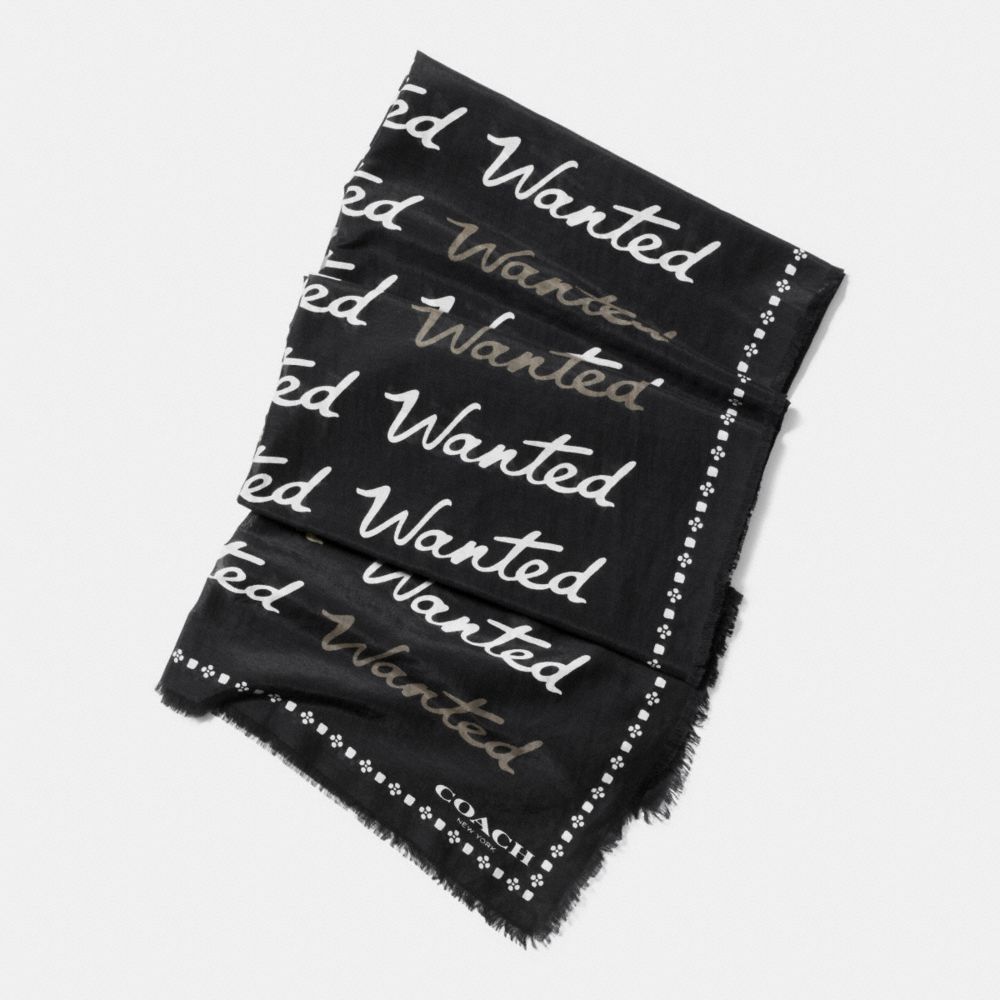 WANTED SCRIPT WOVEN SHAWL - COACH f77784 - BLACK