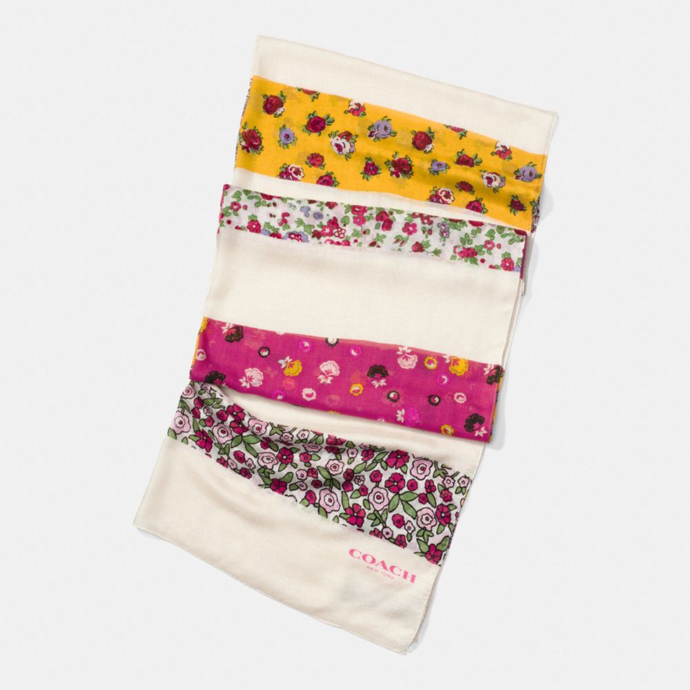 FLORAL PATCHWORK OBLONG SCARF - COACH f77802 - CHALK MULTI