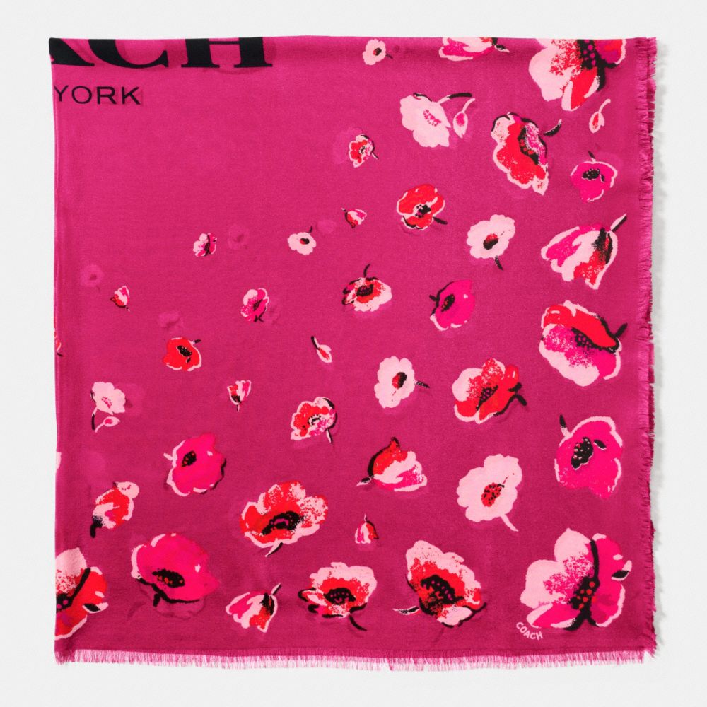 EXPLODED WILDFLOWER SILK CREPE SCARF - COACH f77812 -  DAHLIA MULTI