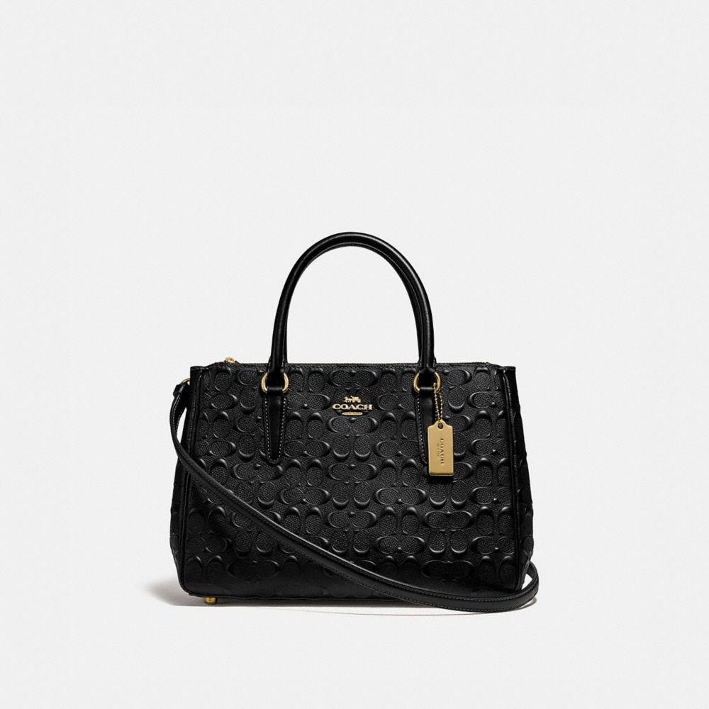 COACH SURREY CARRYALL IN SIGNATURE LEATHER - BLACK/IMITATION GOLD - F78751