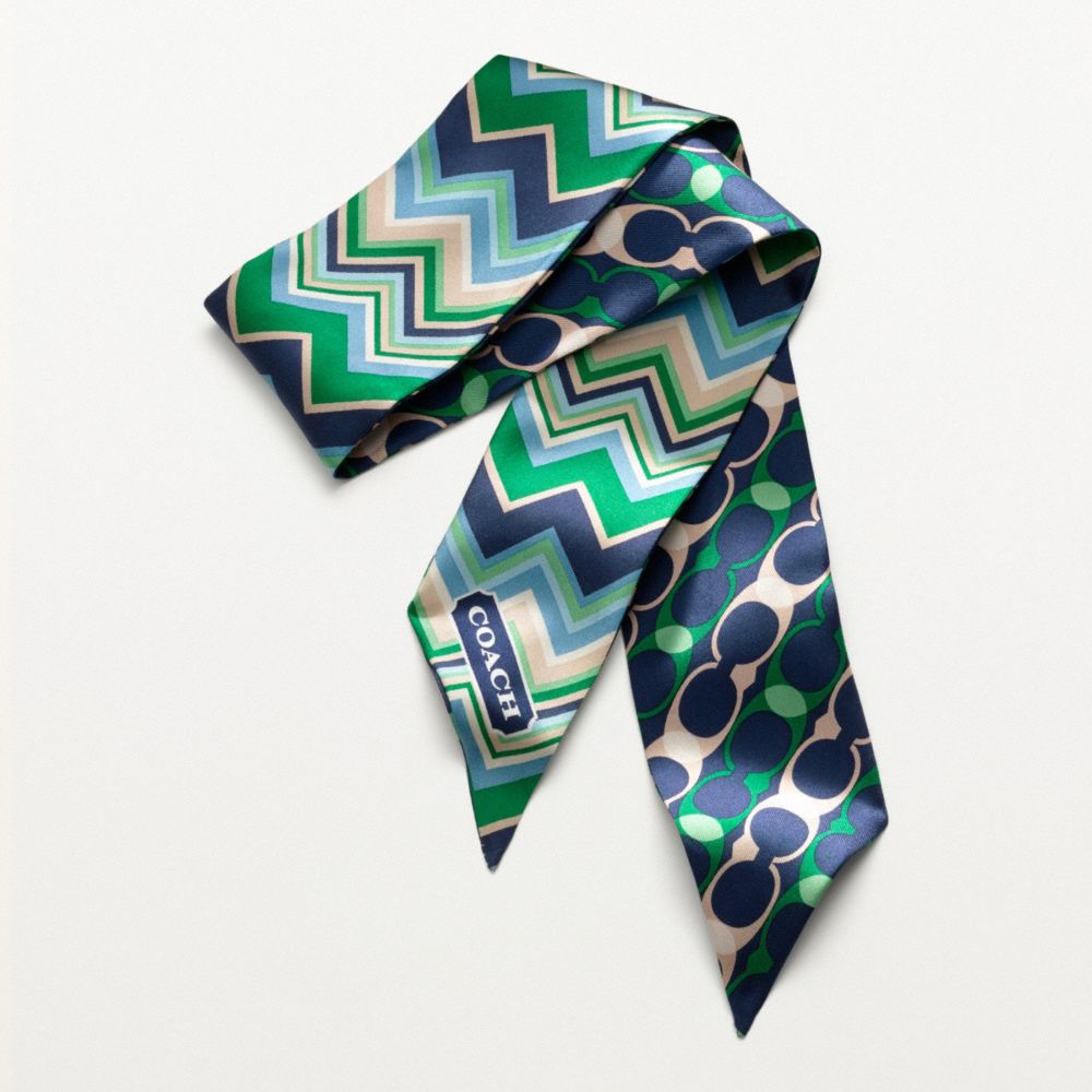 HAMPTONS PATCHWORK PONYTAIL SCARF - COACH f82761 - NAVY