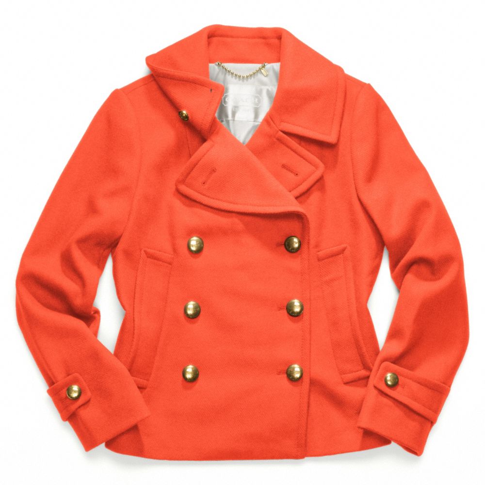 EMMANUELLE WOOL PEACOAT - COACH f82790 - TANGERINE