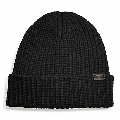 COACH CASHMERE SOLID RIBBED KNIT CAP -  - f83148