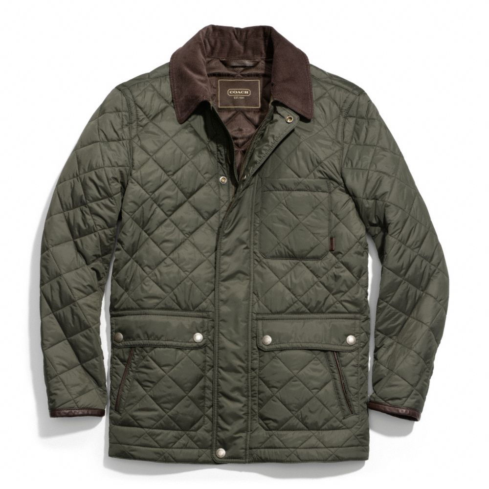 QUILTED HACKING JACKET - COACH f83611 - OLIVE
