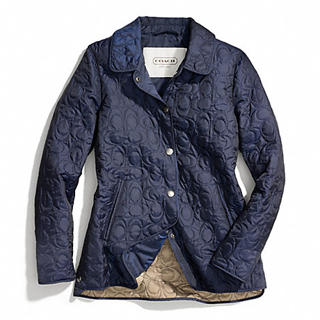 COACH SIGNATURE C QUILTED HACKING JACKET - NAVY - f83637