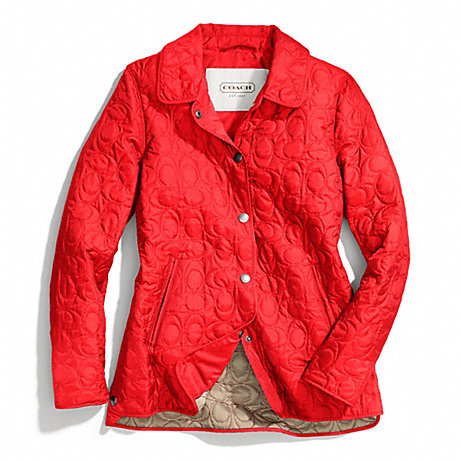 COACH SIGNATURE C QUILTED HACKING JACKET - VERMILLION - f83637