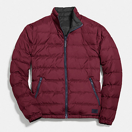 COACH PACKABLE REVERSIBLE DOWN JACKET - RED/GREY - f83743