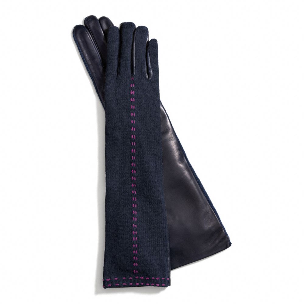 LONG BONNIE STITCH KNIT GLOVE - COACH f83876 - BLUE