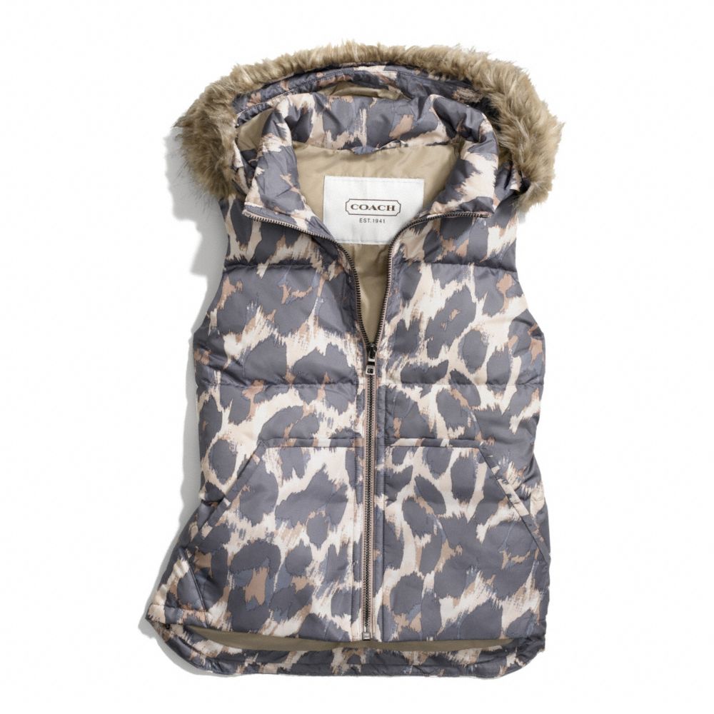 HOODED ANIMAL PRINT PUFFER VEST - COACH f83991 - 19415