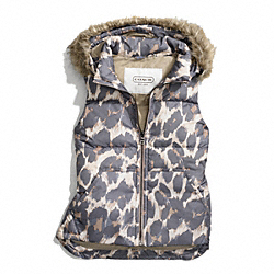 COACH HOODED ANIMAL PRINT PUFFER VEST - ONE COLOR - F83991