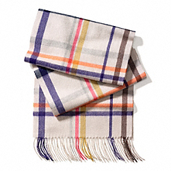 COACH CASHMERE TATTERSALL SCARF - ONE COLOR - F84063
