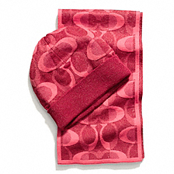 BOXED SCARF AND KNIT HAT - COACH f84109 - PINK SCARLET