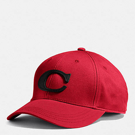 COACH CANVAS VARSITY C HAT -  RED/BLACK - f84213
