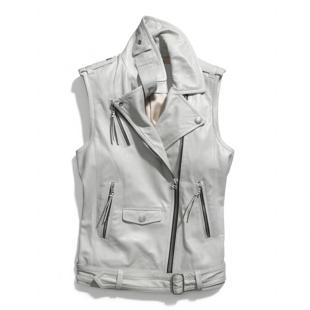 LEATHER MOTO VEST - COACH f84284 - GRAY