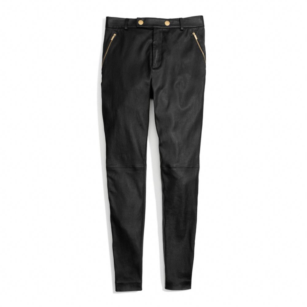 LEATHER HIGH WAISTED TROUSER - COACH f84388 - 29981