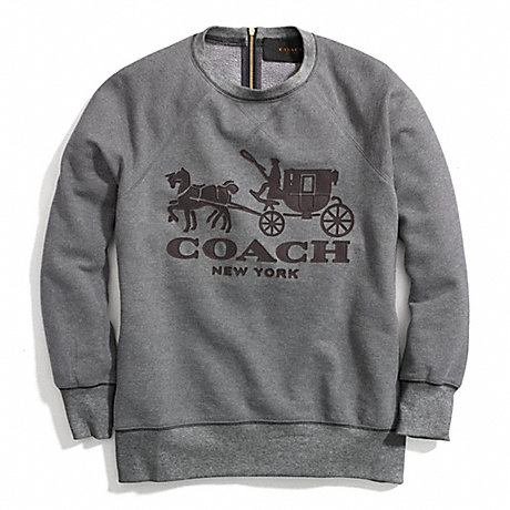 COACH HORSE AND CARRIAGE SWEATSHIRT WITH LEATHER - BROWN - f84402