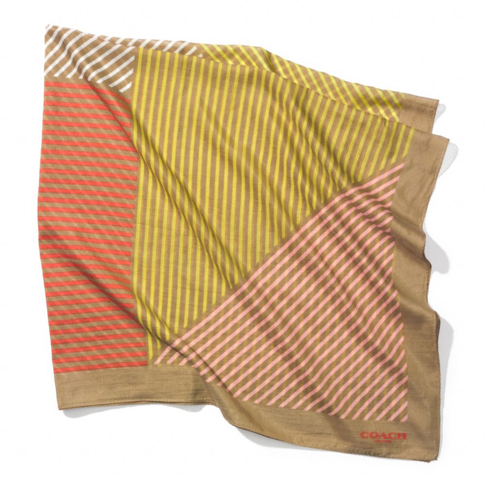 MULTI STRIPE GEOMETRIC PAREO - COACH f84550 - KHAKI MULTICOLOR