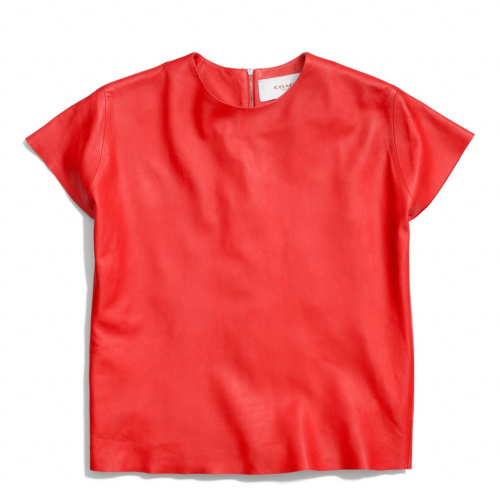 THE LEATHER TEE - COACH f84800 - LOVE RED