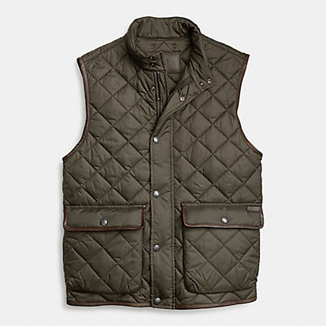 COACH QUILTED HACKING VEST - OLIVE - f84856