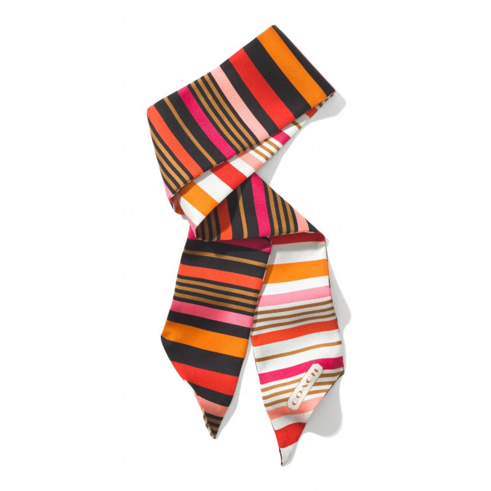 HADLEY MULTI STRIPE PONYTAIL SCARF - COACH f85003 - PINK MULTICOLOR