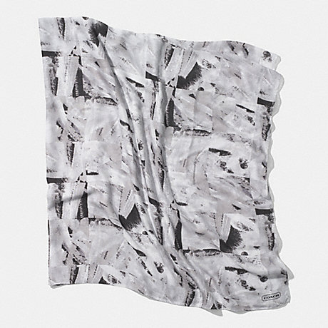 COACH ABSTRACT PAINTED OVERSIZED SQUARE SCARF -  BLACK/WHITE MULTI - f85019