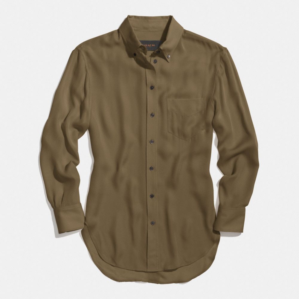 SILK BOY SHIRT - COACH f85070 - OLIVE FATIGUE