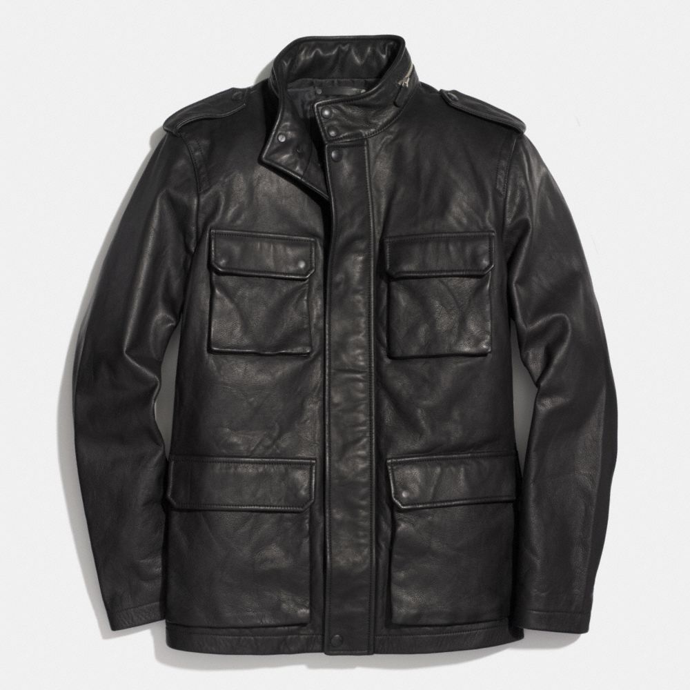 HARRISON LEATHER JACKET - COACH f85096 - BLACK