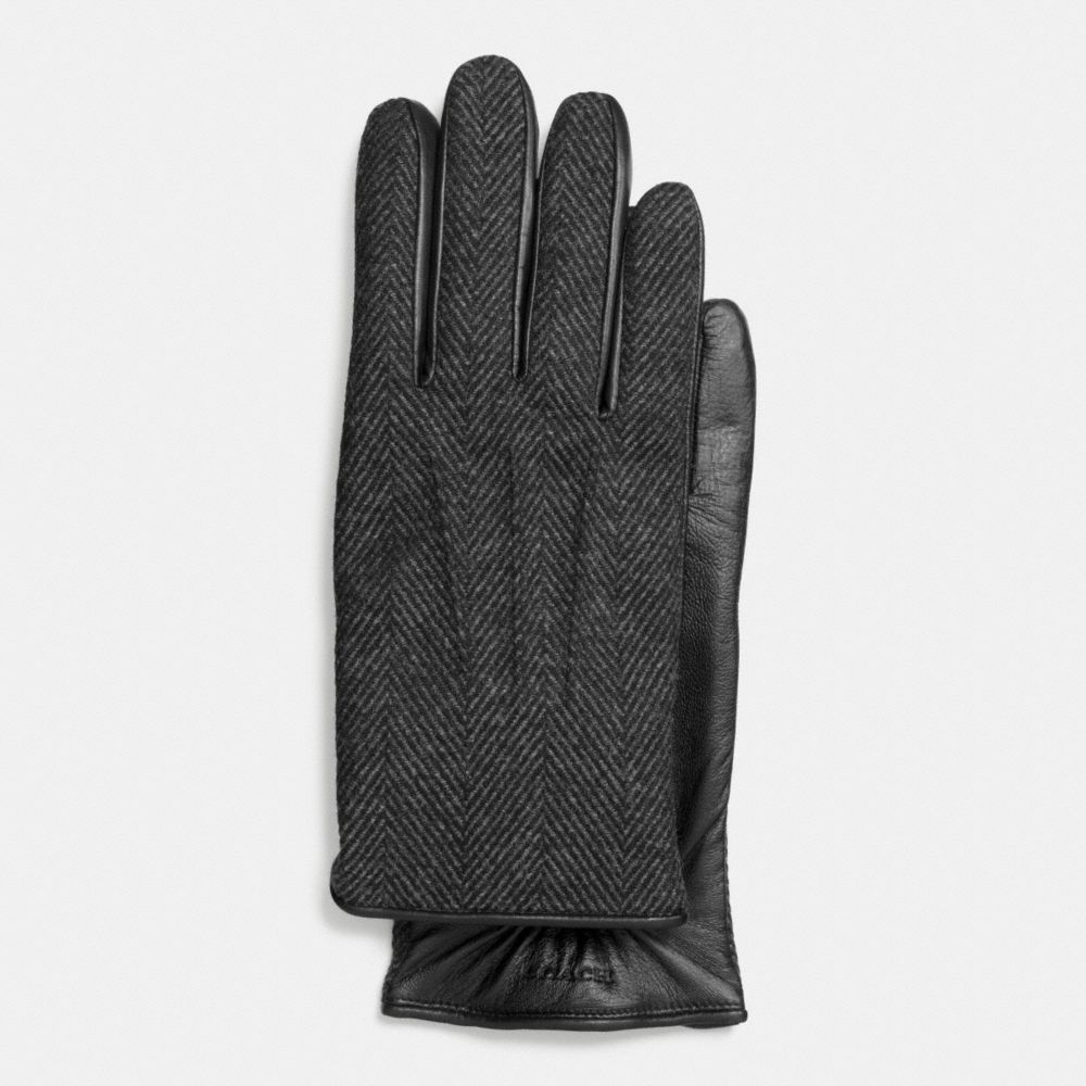 WOOL AND LEATHER TECH GLOVE - COACH f85157 - CHARCOAL