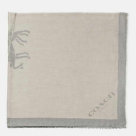 COACH HORSE AND CARRIAGE JACQUARD OVERSIZED SQUARE SCARF - IVORY/GREY - f85264