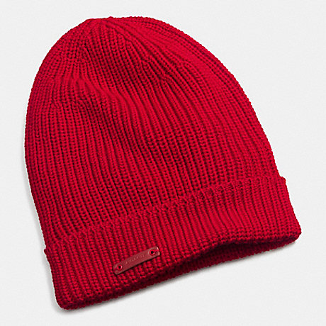 COACH MERINO KNIT HAT -  RED - f85280