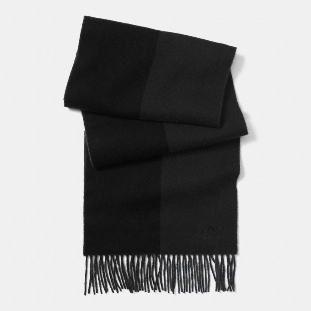 CASHMERE SPLIT STRIPE SCARF - COACH f85308 - BLACK