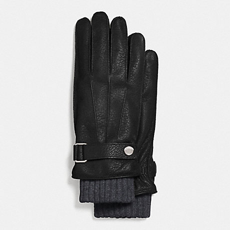 COACH EMBOSSED LEATHER 3-IN-1 GLOVE - BLACK - f85325