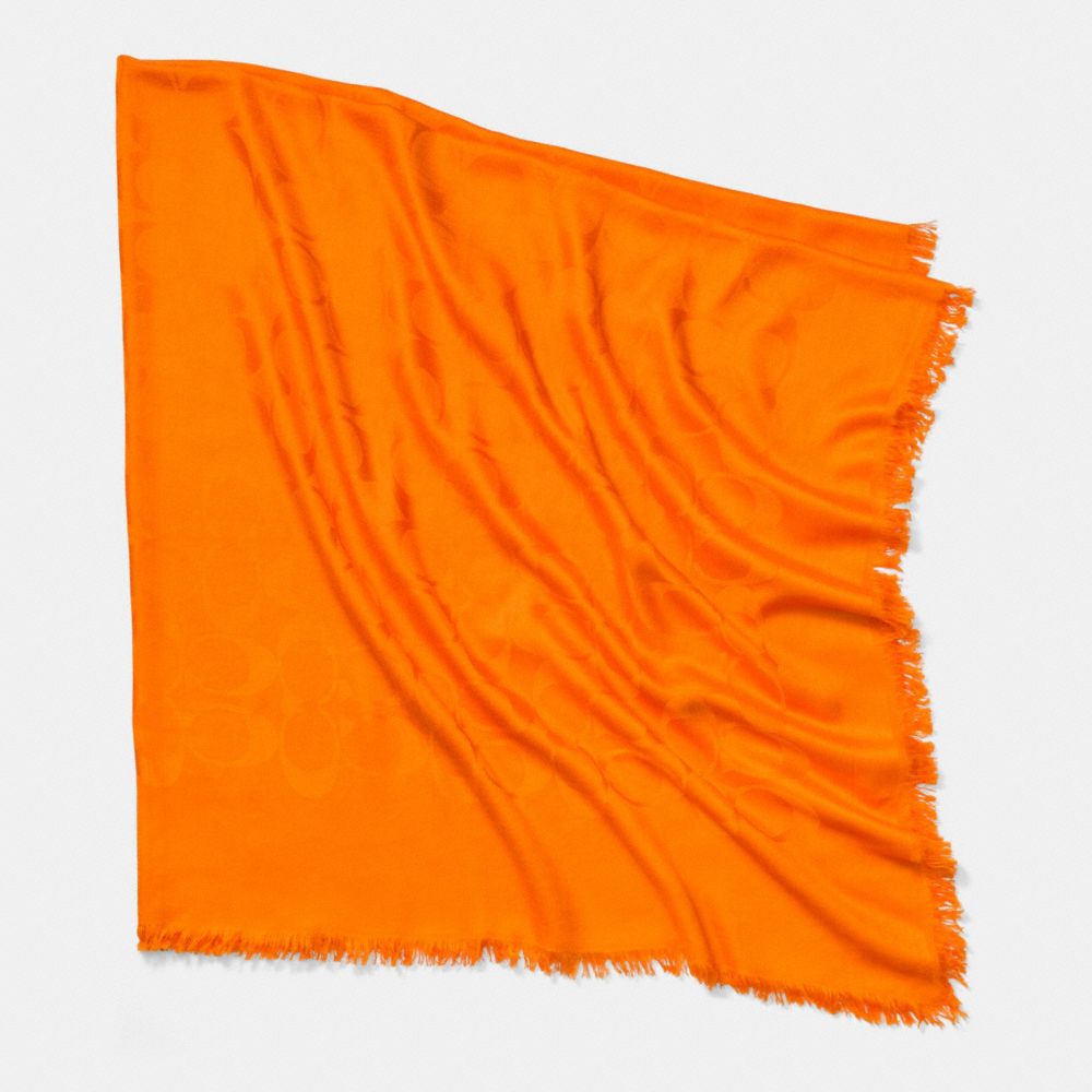 C.O.A.C.H. SIGNATURE C OVERSIZE SQUARE SCARF - COACH f85651 - NEON ORANGE