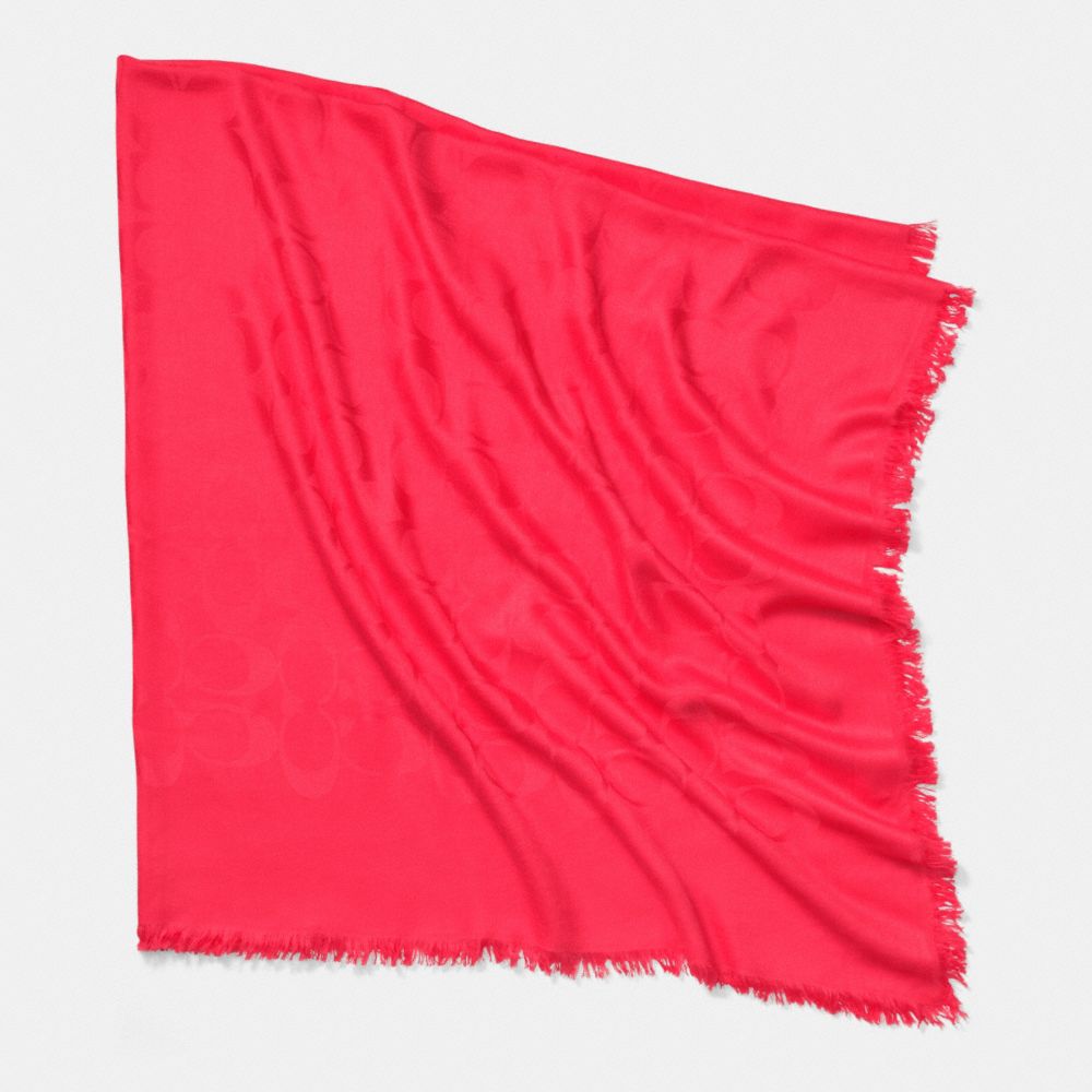 C.O.A.C.H. SIGNATURE C OVERSIZE SQUARE SCARF - COACH f85651 - NEON PINK