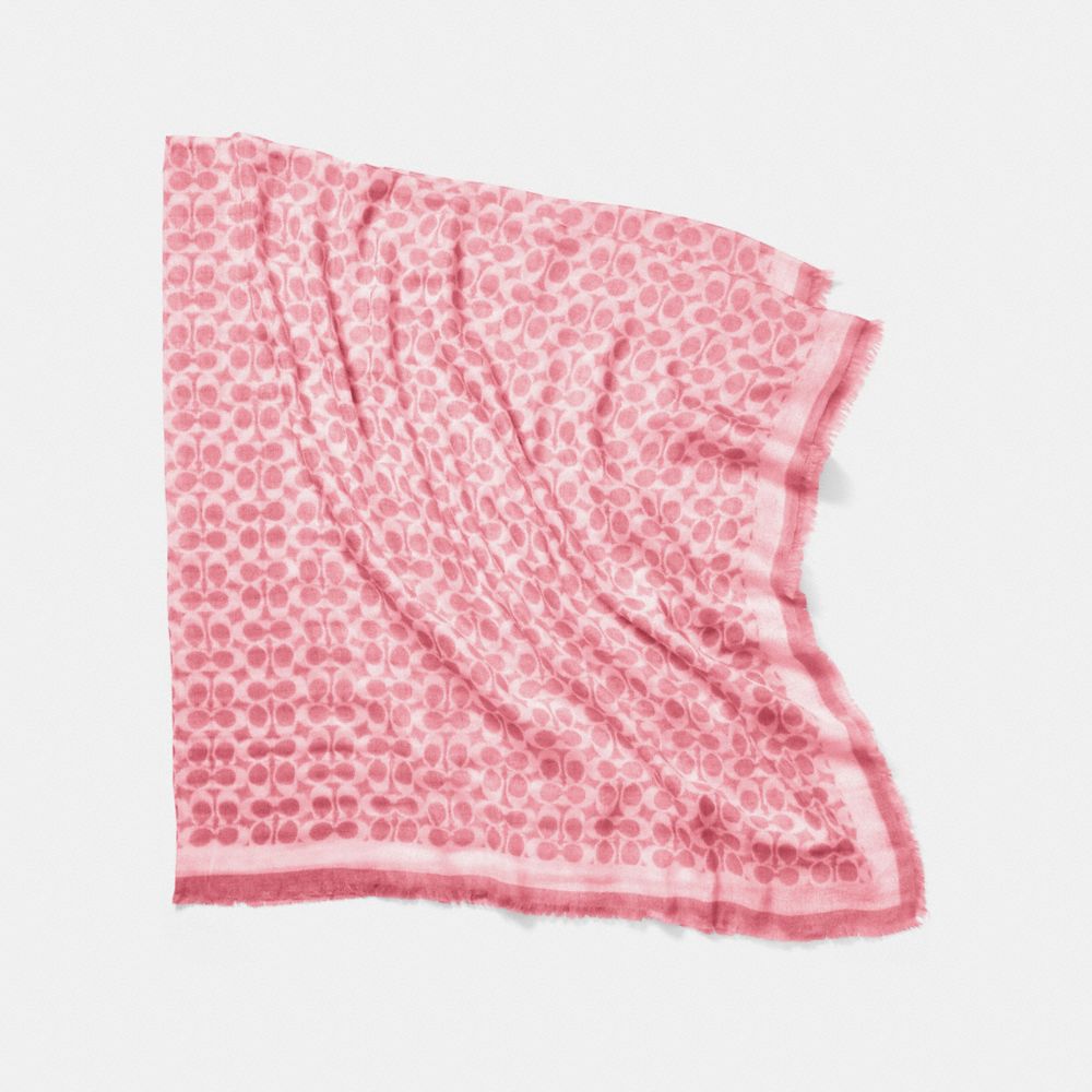 DISTRESSED SIGNATURE C OVERSIZED SQUARE SCARF - COACH f85652 -  ROSE