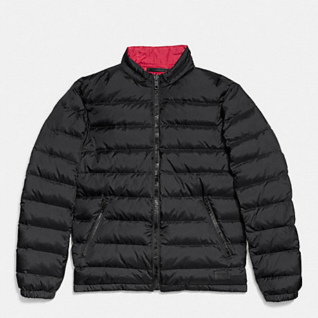 COACH PACKABLE DOWN JACKET - BLACK/RED - f85837